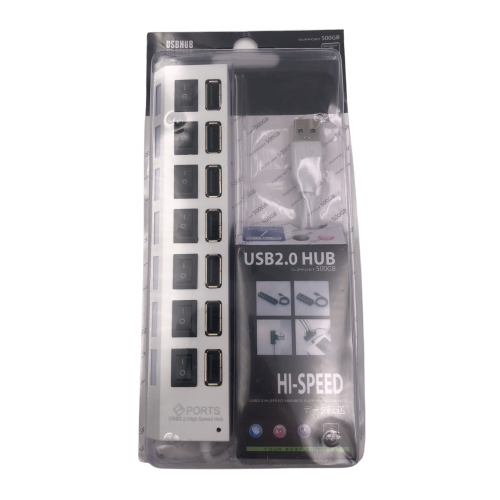 HUB Разклонител 500 USB към USB 7 порта 7 PORTS - Бял