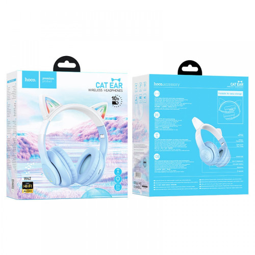 HOCO W42 Cat Ears Безжични слушалки Котешки уши - Син HOCO W42 Cat Ears Безжични слушалки Котешки уши - Син