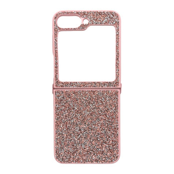 D75 Калъф с камъни за Samsung Z Flip 5 от 2 части - Розов