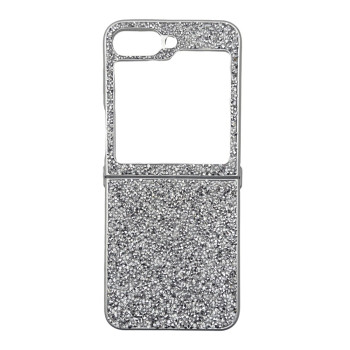 D75 Калъф с камъни за Samsung Z Flip 5 от 2 части - Светло Сив