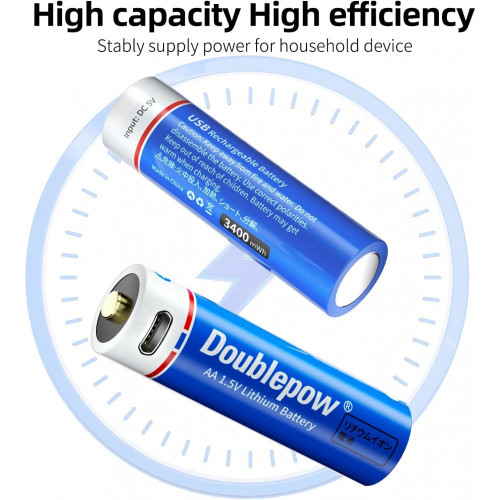 1БР. AAA литиеви батерии зареждащи се с USB-C кабел 600mWh 1.5 V литиево-йонна батерия 1БР. AAA литиеви батерии зареждащи се с USB-C кабел 600mWh 1.5 V литиево-йонна батерия