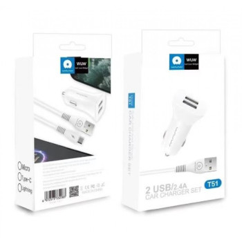 WUW 12V Зарядно T51 2.4A USB към Type-C