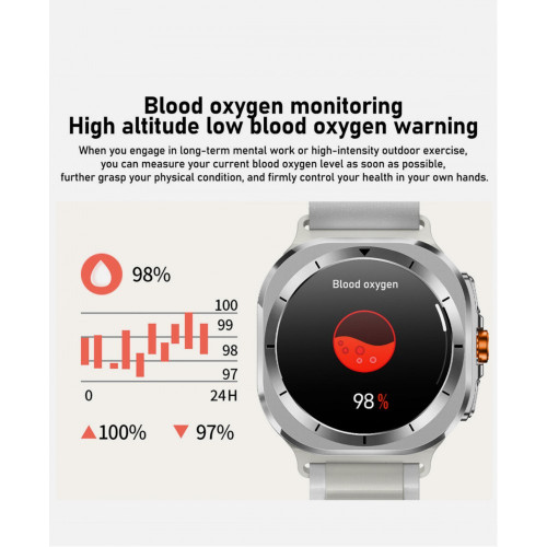 MK72 Смарт часовник 2 Каишки Watch Ultra Bluetooth 5.0 47мм - Черен