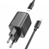 HOCO “N42 Elogiado” Зарядно GaN двоен USB-C PD45W TYPE-C към TYPE-C - Черен