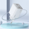 HOCO “N42 Elogiado” Зарядно GaN двоен USB-C PD45W TYPE-C към TYPE-C - Черен