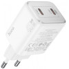 HOCO “N42 Elogiado” Зарядно GaN двоен USB-C PD45W TYPE-C към TYPE-C - Черен