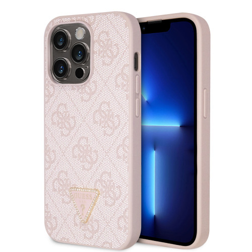 6641 GUESS HC PU LEATHER 4G LOGO STRASS PINK iPhone 14 PRO