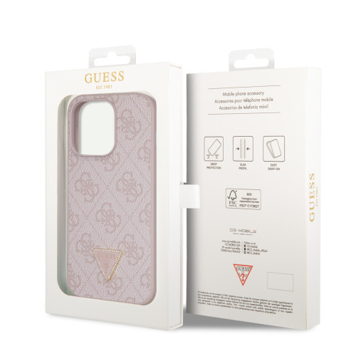 6641 GUESS HC PU LEATHER 4G LOGO STRASS PINK iPhone 14 PRO