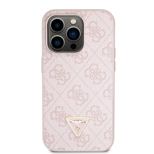 6641 GUESS HC PU LEATHER 4G LOGO STRASS PINK iPhone 14 PRO