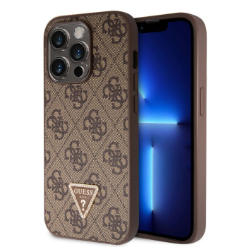 6368 GUESS HC PU LEATHER 4G LOGO STRASS BROWN iPhone 14 PRO