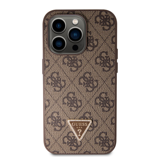 6368 GUESS HC PU LEATHER 4G LOGO STRASS BROWN iPhone 14 PRO