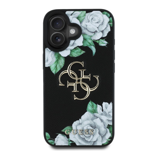 6927 GUESS HC GRAINED PU ROSES AND BIG 4G LOGO BLACK iPhone 16