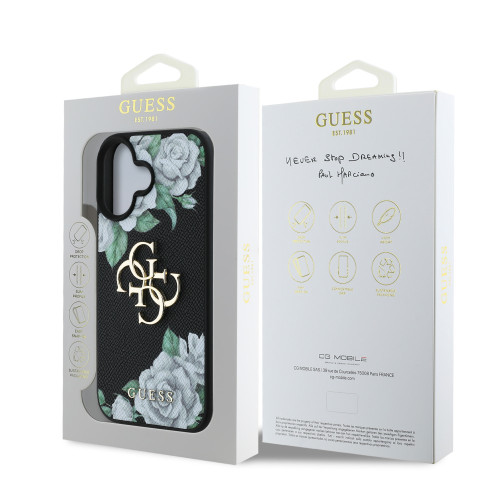 6927 GUESS HC GRAINED PU ROSES AND BIG 4G LOGO BLACK iPhone 16