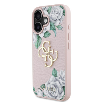7078 GUESS HC GRAINED PU ROSES AND BIG 4G LOGO PINK iPhone 16