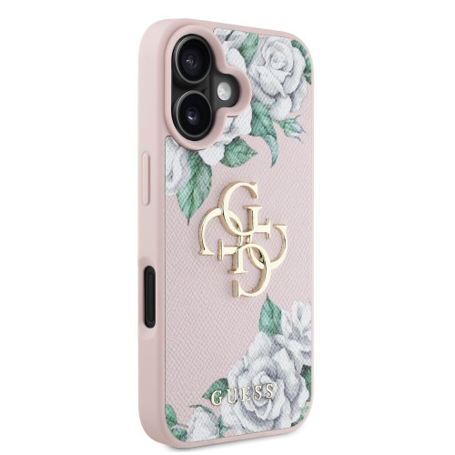 7078 GUESS HC GRAINED PU ROSES AND BIG 4G LOGO PINK iPhone 16