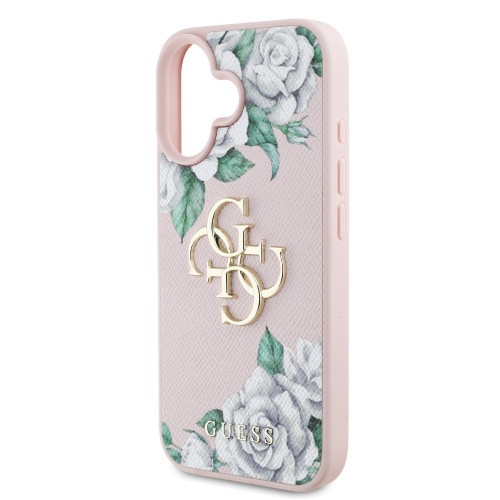 7078 GUESS HC GRAINED PU ROSES AND BIG 4G LOGO PINK iPhone 16