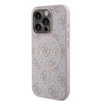 6763 GUESS HC MAGSAFE PU 4G RING CLASSIC LOGO PINK iPhone 15 PRO