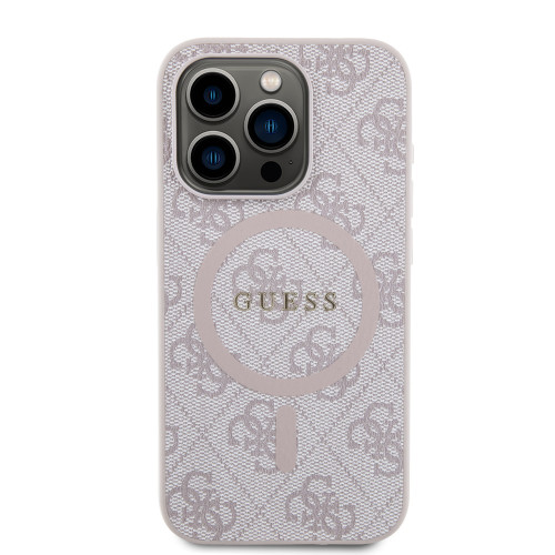 6763 GUESS HC MAGSAFE PU 4G RING CLASSIC LOGO PINK iPhone 15 PRO