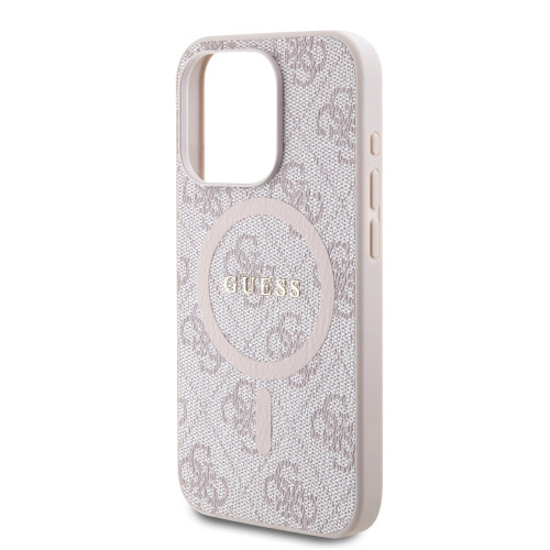 6763 GUESS HC MAGSAFE PU 4G RING CLASSIC LOGO PINK iPhone 15 PRO