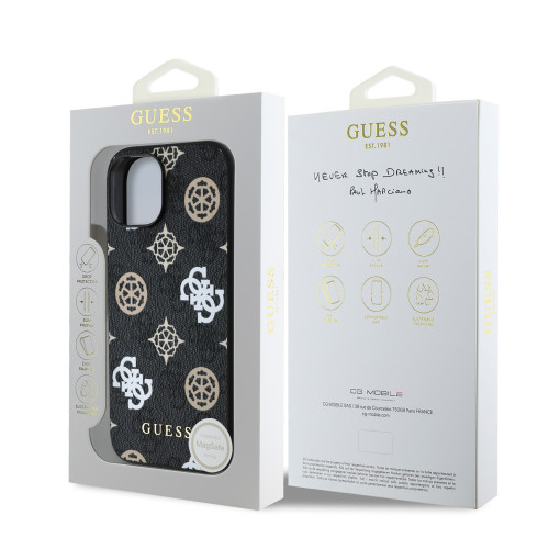 2870 GUESS HC MAGSAFE PU PEONY ON 4G BACKGROUND BLACK iPhone 15