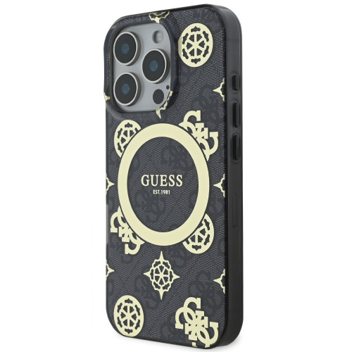 9897 GUESS HC MAGSAFE IML PEONY ON 4G BACKGROUND BLACK iPhone 15 PRO MAX