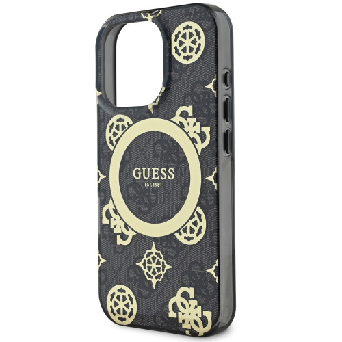 9897 GUESS HC MAGSAFE IML PEONY ON 4G BACKGROUND BLACK iPhone 15 PRO MAX