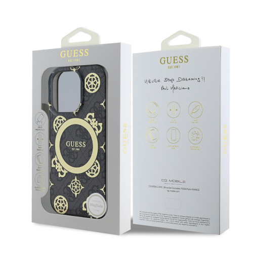 9897 GUESS HC MAGSAFE IML PEONY ON 4G BACKGROUND BLACK iPhone 15 PRO MAX