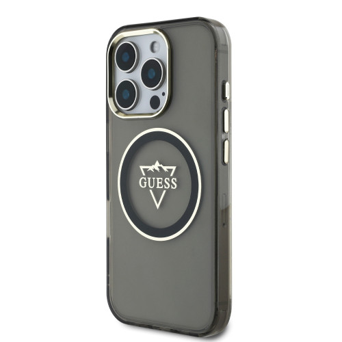3680 GUESS HC MAGSAFE IML METAL MOUNTAIN LOGO BLACK iPhone 16 PRO