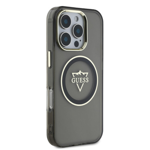 3680 GUESS HC MAGSAFE IML METAL MOUNTAIN LOGO BLACK iPhone 16 PRO