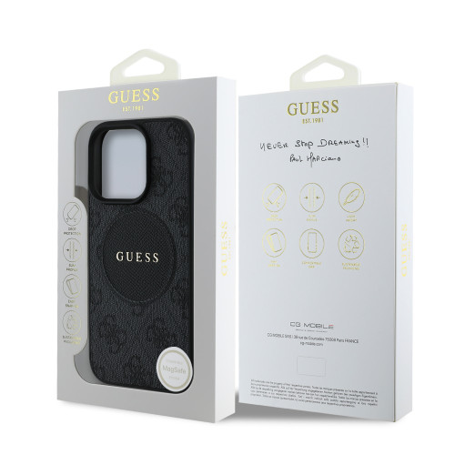 6347 GUESS HC MAGSAFE PU 4G CIRCLE W/ CLASSIC LOGO BLACK iPhone 16 PRO