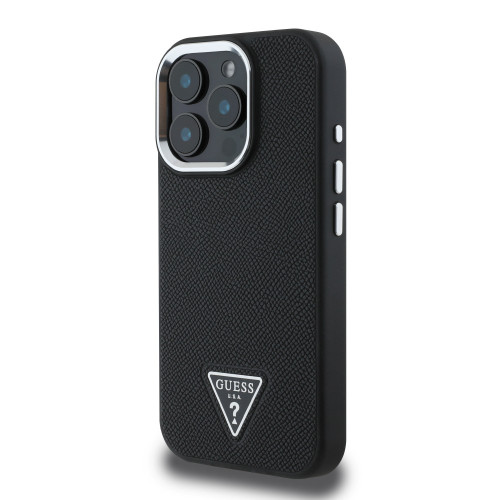 2320 GUESS HC MAGSAFE GRAINED PU TRIANGLE LOGO BLACK iPhone 16 PRO