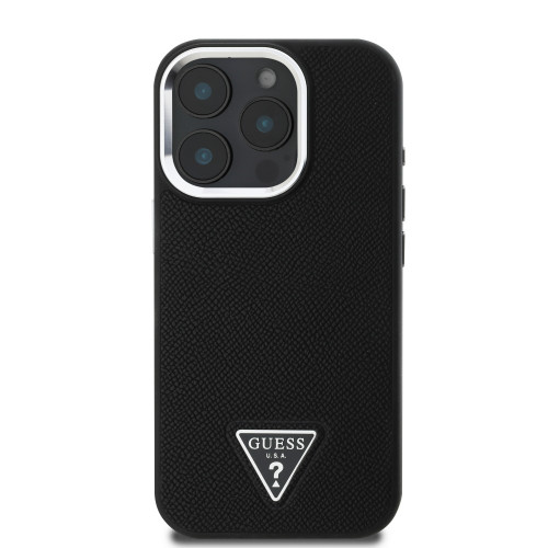 2320 GUESS HC MAGSAFE GRAINED PU TRIANGLE LOGO BLACK iPhone 16 PRO