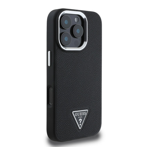 2320 GUESS HC MAGSAFE GRAINED PU TRIANGLE LOGO BLACK iPhone 16 PRO
