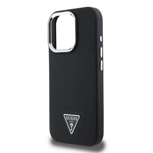 2320 GUESS HC MAGSAFE GRAINED PU TRIANGLE LOGO BLACK iPhone 16 PRO