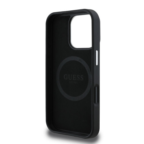 2320 GUESS HC MAGSAFE GRAINED PU TRIANGLE LOGO BLACK iPhone 16 PRO