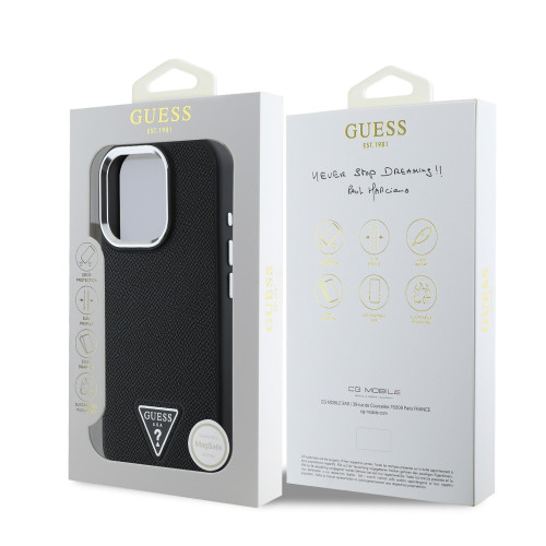 2320 GUESS HC MAGSAFE GRAINED PU TRIANGLE LOGO BLACK iPhone 16 PRO