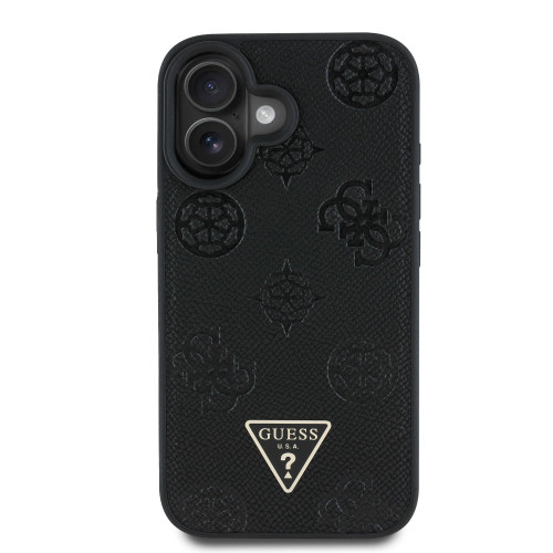 7528 GUESS HC MAGSAFE GRAINED PU HOT STAMP TRIANGLE BLACK iPhone 16