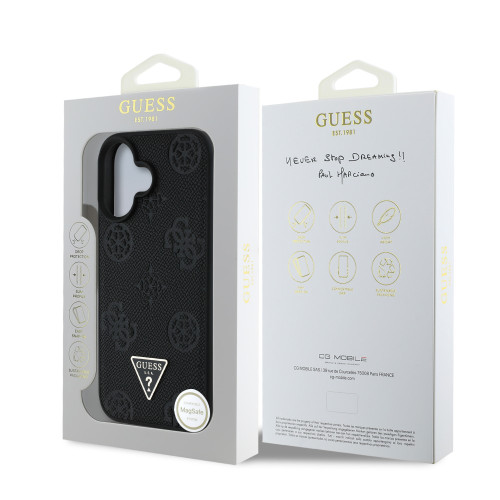 7528 GUESS HC MAGSAFE GRAINED PU HOT STAMP TRIANGLE BLACK iPhone 16