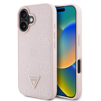 7672 GUESS HC MAG GRAINED PU HOT STAMP PEONY TRIANGLE PINK iPhone 16