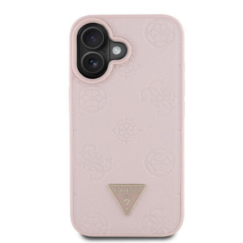 7672 GUESS HC MAG GRAINED PU HOT STAMP PEONY TRIANGLE PINK iPhone 16