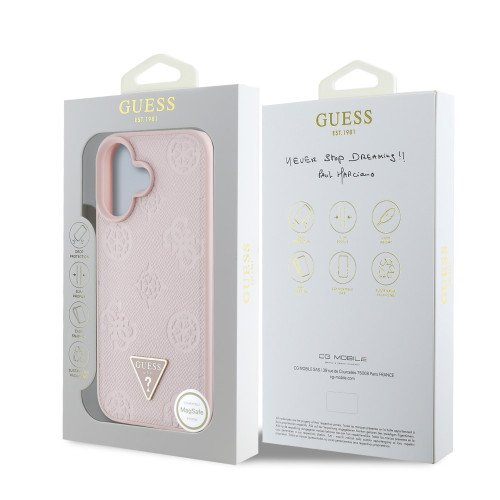 7672 GUESS HC MAG GRAINED PU HOT STAMP PEONY TRIANGLE PINK iPhone 16