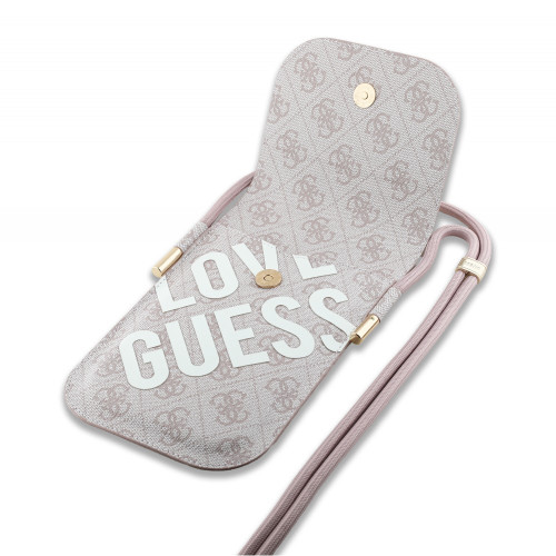 0028 GUESS WALLET LOVE GUESS PRINT ON 4G W/CORD PINK