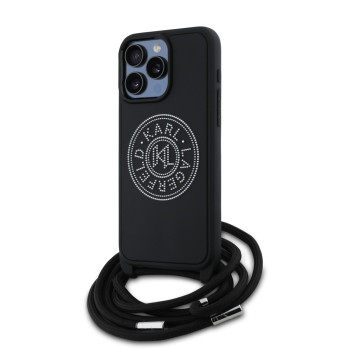 8962 KARL HC 3D RUBBER CROSSBODY CORD BLACK iPhone 15 PRO