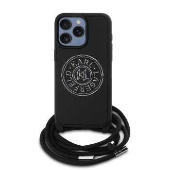 8962 KARL HC 3D RUBBER CROSSBODY CORD BLACK iPhone 15 PRO