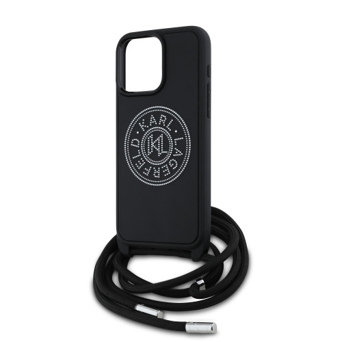 8962 KARL HC 3D RUBBER CROSSBODY CORD BLACK iPhone 15 PRO