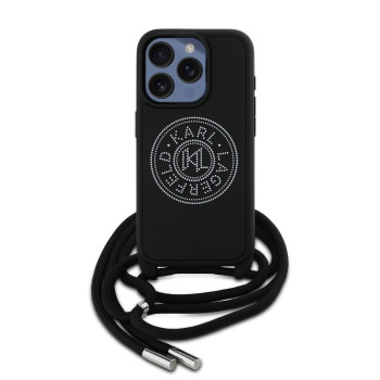 8979 KARL HC 3D RUBBER CROSSBODY CORD BLACK iPhone 15 PRO MAX