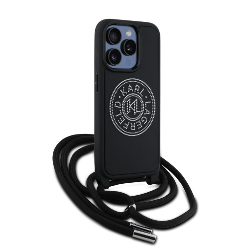 8979 KARL HC 3D RUBBER CROSSBODY CORD BLACK iPhone 15 PRO MAX
