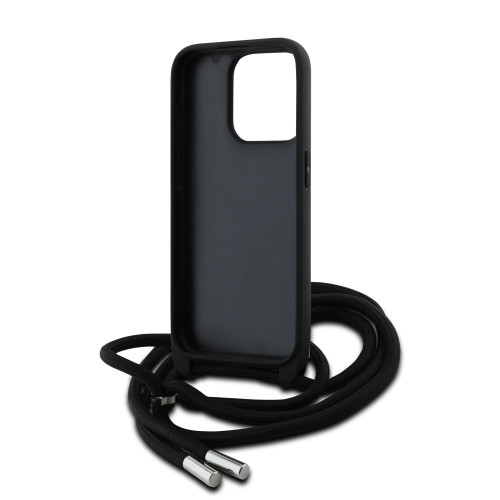 8979 KARL HC 3D RUBBER CROSSBODY CORD BLACK iPhone 15 PRO MAX