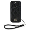 0903 KARL HC QUILTED PU INITIAL LOGO & CHAIN STRAP BLACK iPhone 16 PRO
