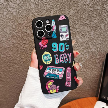 Калъф силикон Art Black 90's за iPhone 15 6.1 / Черен /